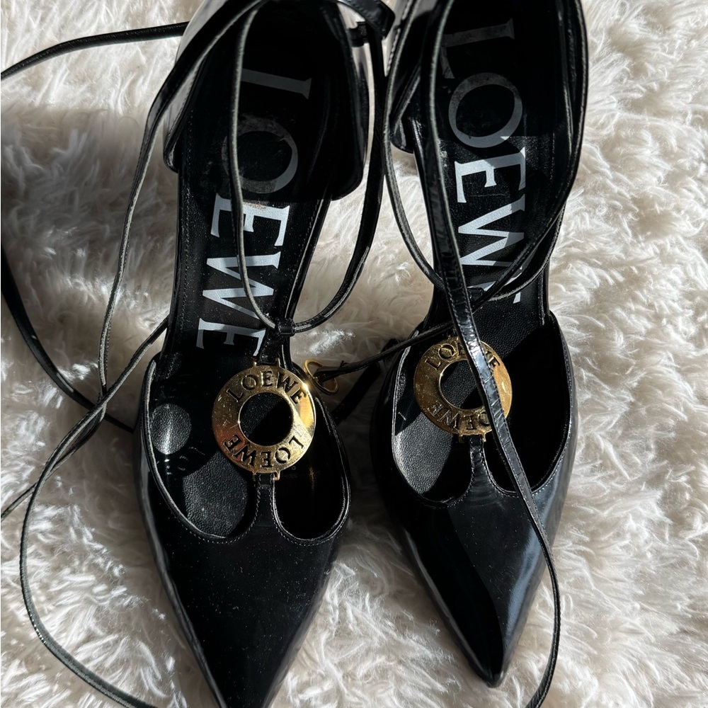 Loewe Black Heels with Gold Detailing